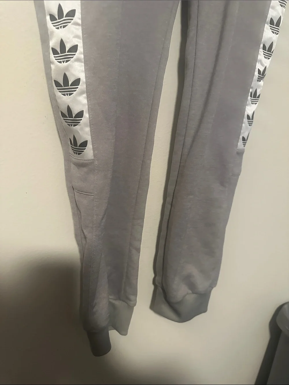 adidas Kids Gray Joggers with White Trefoil Tape